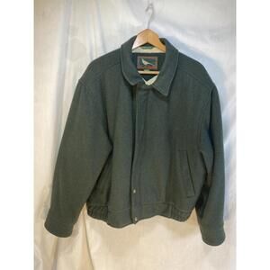 Vintage Field & Stream Mens L Green Wool Sherpa-Lined Full Zip Barn Chore Jacket